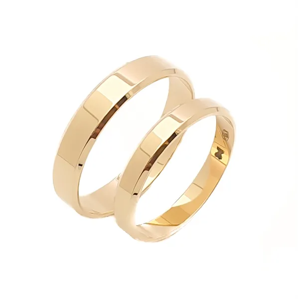 OBRĄCZKI ZŁOTE 14K PŁASKIE TRAPEZ 3 i 4 mm  GRAWER