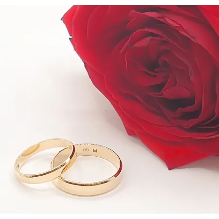 OBRĄCZKI ZŁOTE 14K PŁASKIE TRAPEZ 3 i 4 mm  GRAWER