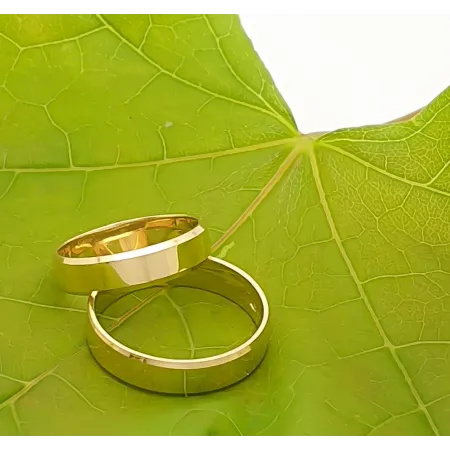 ZŁOTA OBRĄCZKA PRÓBA 585 PŁASKA FAZOWANA GRAWER