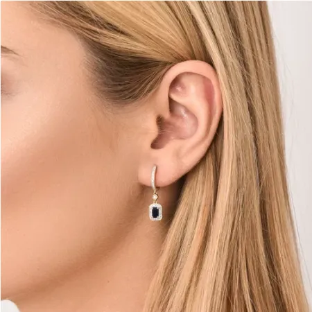 ZŁOTE KOLCZYKI SZAFIR DIAMENTY PRÓBA 585