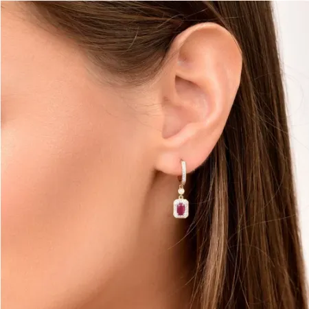 ZŁOTE 14K KOLCZYKI RUBIN DIAMENTY NA PREZENT