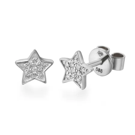 ZŁOTE KOLCZYKI GWIAZDKI BRYLANTY SZTYFT PRÓBA 585