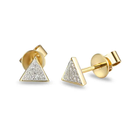 KOLCZYKI TRÓJKĄTY BIAŁE ZŁOTO BRYLANTY PRÓBA 585