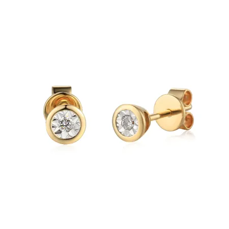 KOLCZYKI DIAMENTY 585 SZTYFT DWUKOLOROWE 0,04ct