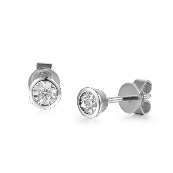 KOLCZYKI DIAMENTY SZTYFT BIAŁE ZŁOTO 0,08ct