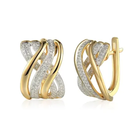 Złote Kolczyki Diamenty pr 585 Zapięcie Angielskie