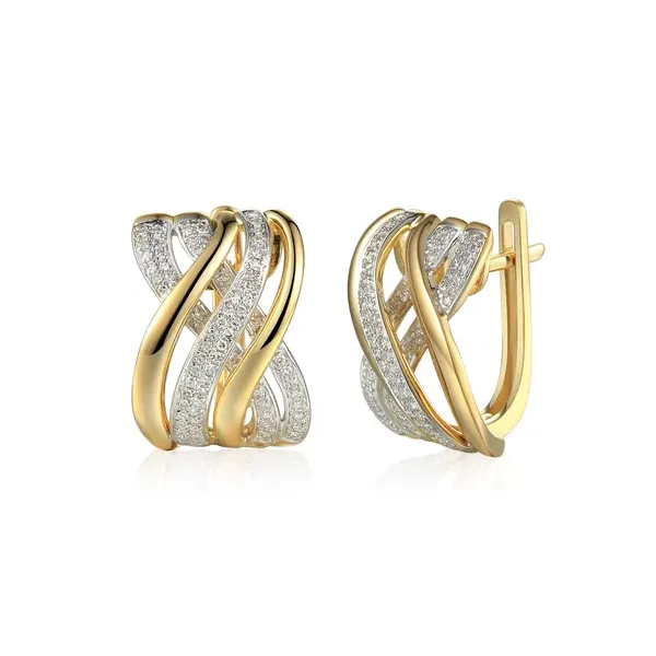 Złote Kolczyki Diamenty pr 585 Zapięcie Angielskie