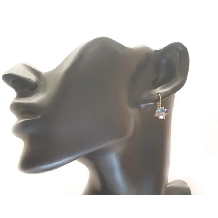 ZŁOTE KOLCZYKI MORGANIT TOPAZ AMETYSTY BRYLANTY