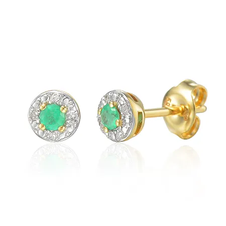 Złote 585 Kolczyki Szmaragd i Diamenty na Prezent