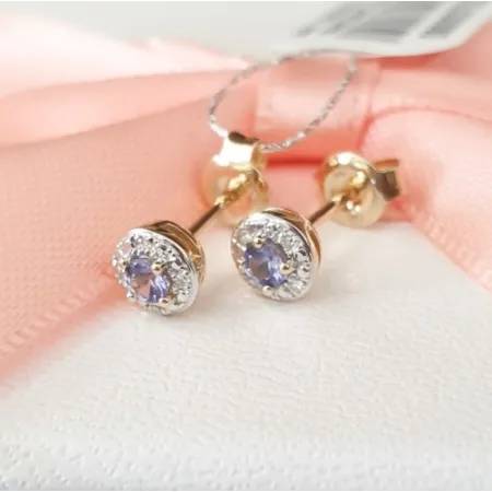 Złote 585 Kolczyki Szmaragd i Diamenty na Prezent