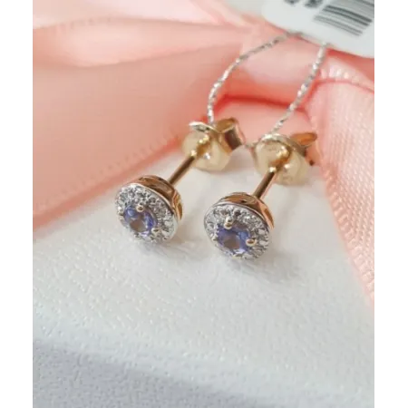 Złote 585 Kolczyki Szmaragd i Diamenty na Prezent