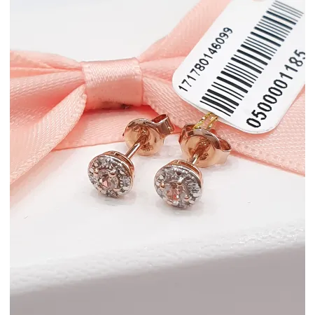 Kolczyki 585 Morganit Diamenty Różowe Złoto Sztyft