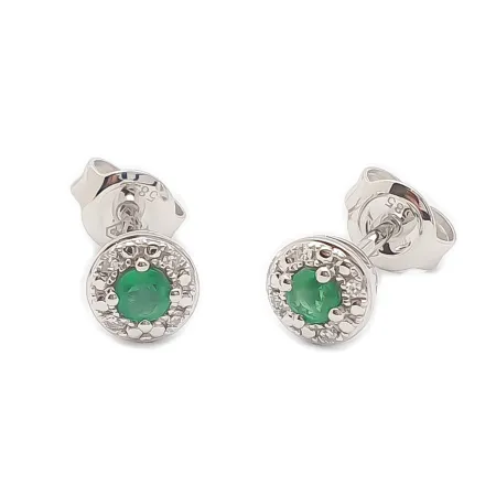 Kolczyki Szmaragd Diamenty Białe Złoto Próba 585