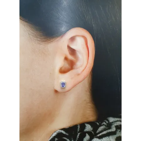 ZŁOTE 585 KOLCZYKI Z TANZANITEM I DIAMENTAMI 