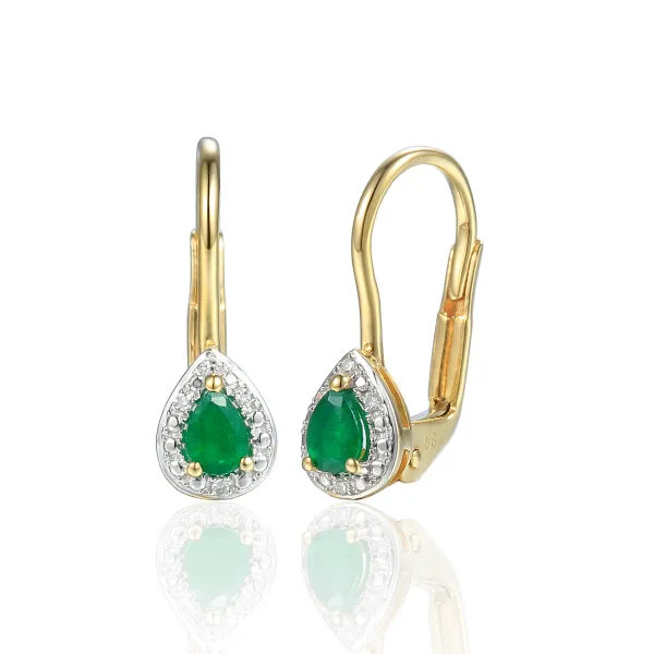 Złote Kolczyki Szmaragdy Diamenty Patentka