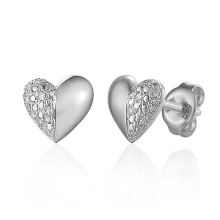 Kolczyki w Białym Złocie Serca Diamenty Próba 585