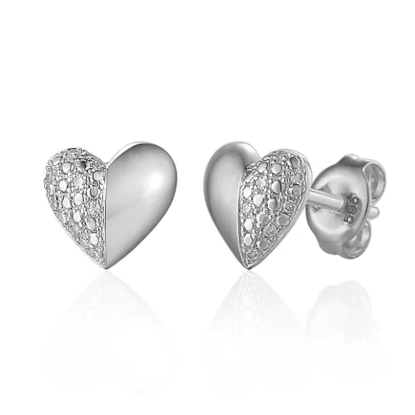 Kolczyki w Białym Złocie Serca Diamenty Próba 585