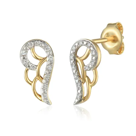 Złote Kolczyki Skrzydła z Diamentami Próba 585