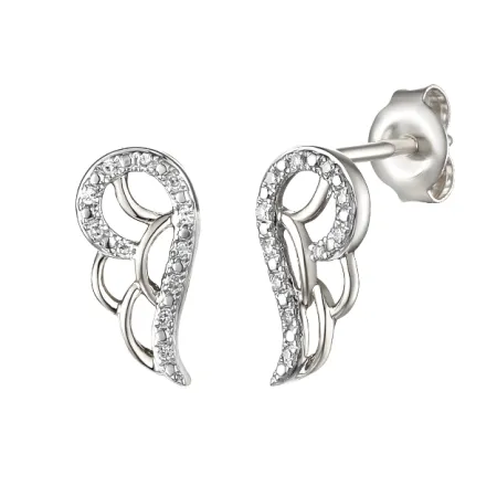 Złote Kolczyki Skrzydła z Diamentami Próba 585