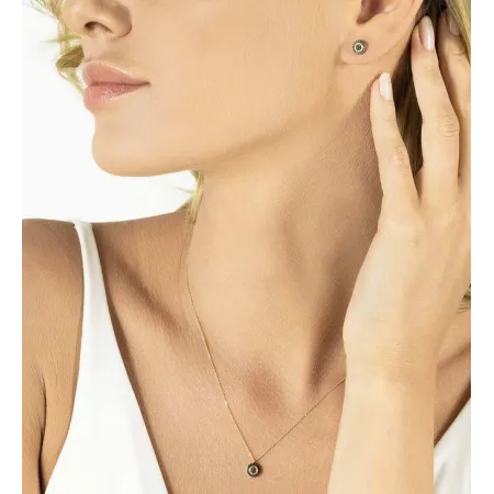 Złote Kolczyki Czarne Diamenty Sztyft pr 585