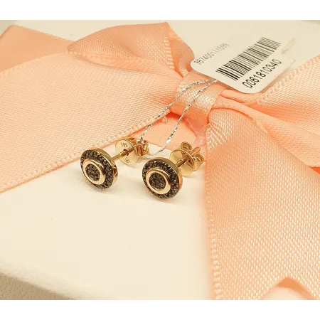 Złote Kolczyki Czarne Diamenty Sztyft pr 585