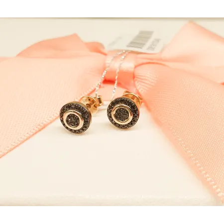 Złote Kolczyki Czarne Diamenty Sztyft pr 585