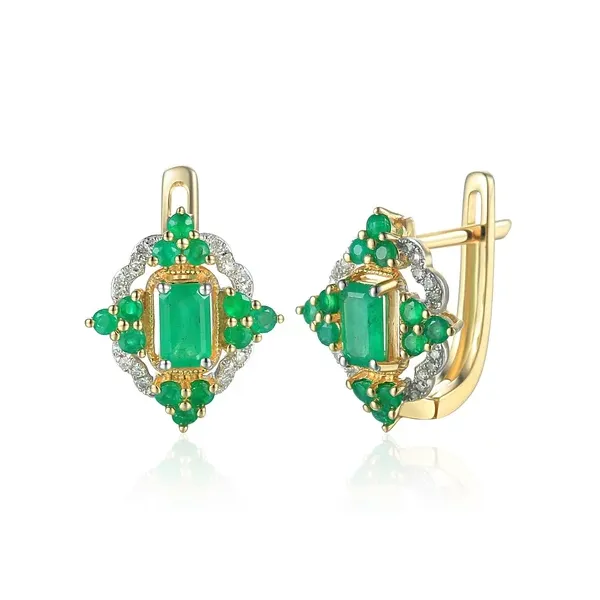 KOLCZYKI SZMARAGD DIAMENTY ANGIELSKIE PRÓBA 585