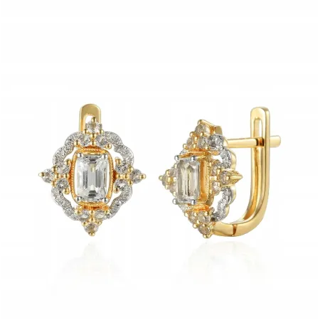 Kolczyki 585 Topaz Diamenty Zapięcie Angielskie