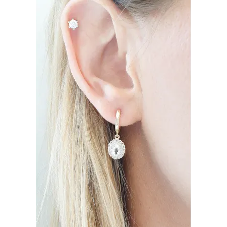 Złote Kolczyki Biały Topaz Diamenty pr 585