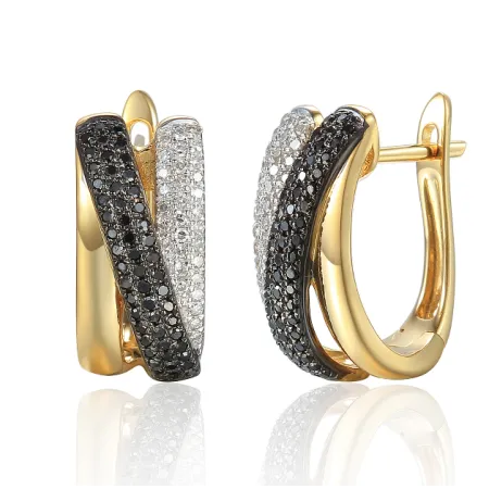 ZŁOTE KOLCZYKI CZARNE DIAMENTY 0,37ct PRÓBA 585