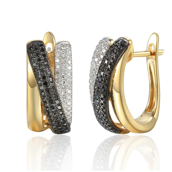 ZŁOTE KOLCZYKI CZARNE DIAMENTY 0,37ct PRÓBA 585