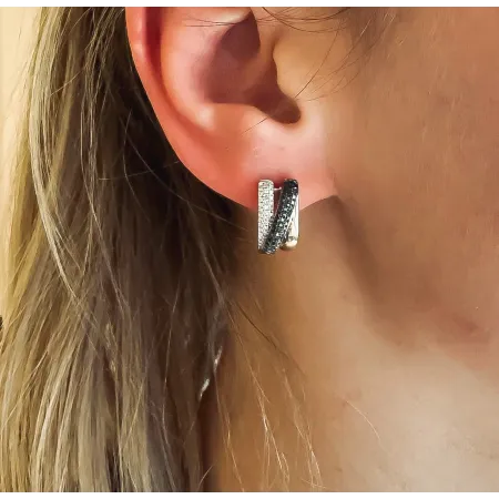 ZŁOTE KOLCZYKI CZARNE DIAMENTY 0,37ct PRÓBA 585