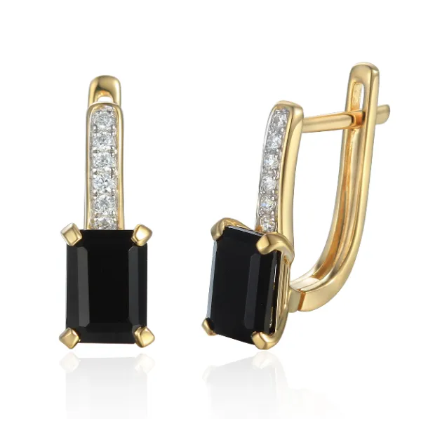 Złote Kolczyki Agat Diamenty Angielskie pr 585