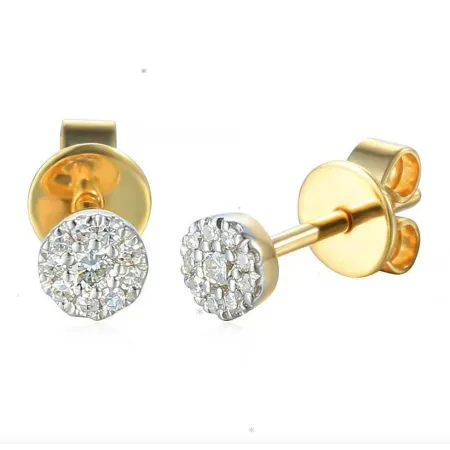 Delikatne Złote 585 Kolczyki z Diamentami Sztyft 