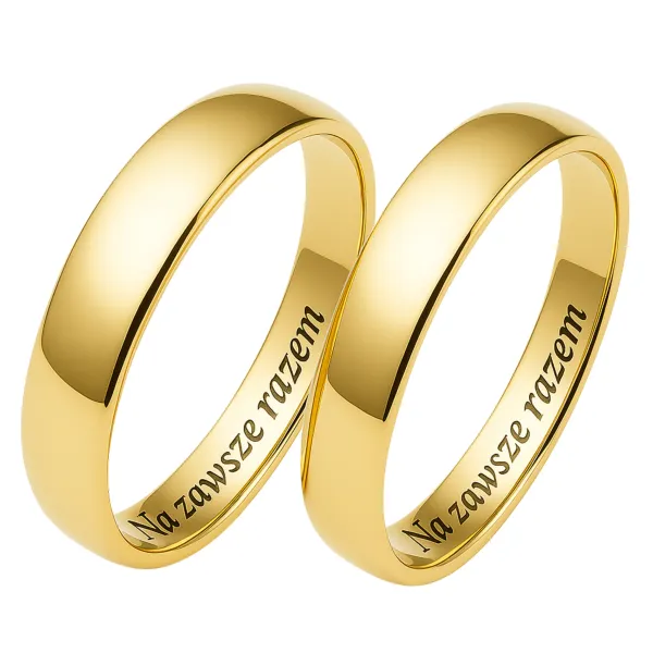 ZŁOTE OBRĄCZKI PÓŁOKRĄGŁE KLASYCZNE 4mm Grawer