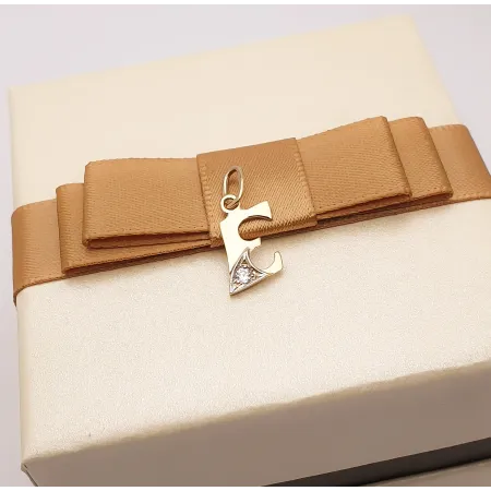 ZŁOTA 585 ZAWIESZKA LITERKA E Z CYRKONIĄ