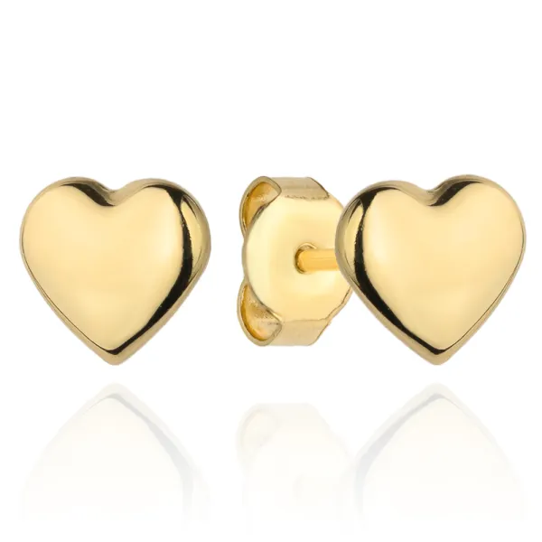 Złote Kolczyki 585 Serduszka Gładkie 6x6mm