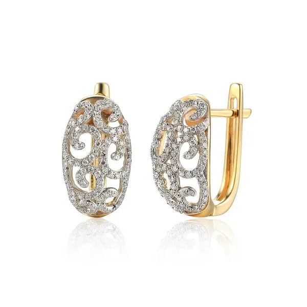 Złote Eleganckie 14K Kolczyki Diamenty Angielskie 