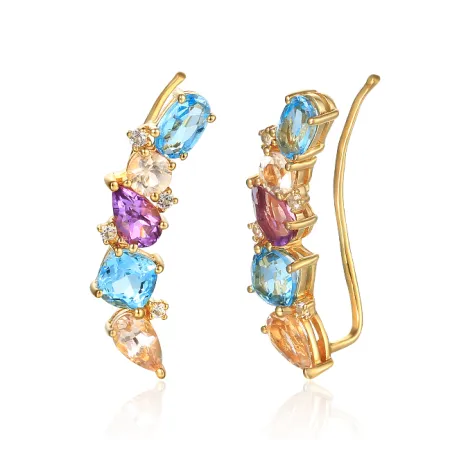 Złote 585 Kolczyki Nausznice Różne Kamienie