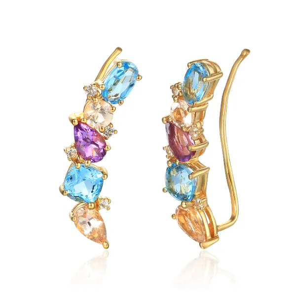 Złote 585 Kolczyki Nausznice Różne Kamienie