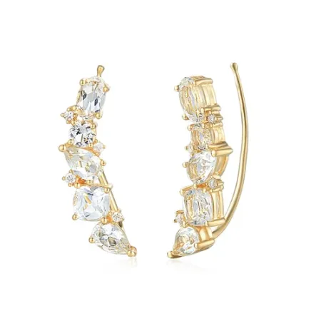 Kolczyki Nausznice Biały Topaz Diamenty pr 585