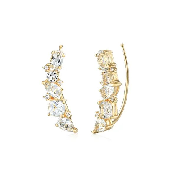 Kolczyki Nausznice Biały Topaz Diamenty pr 585