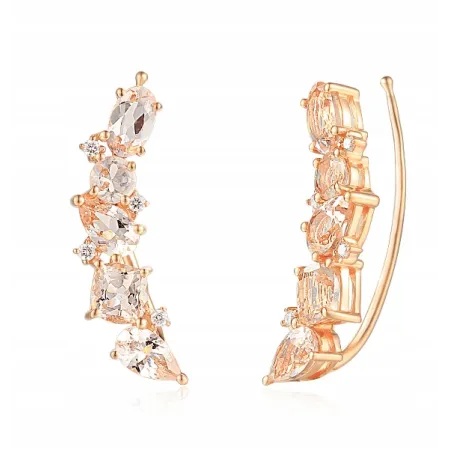 Kolczyki Nausznice Morganit Diamenty Różowe pr 585