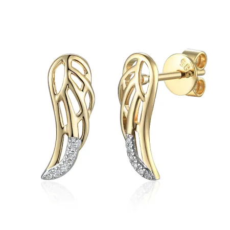 ZŁOTE KOLCZYKI SKRZYDŁA DIAMENTY pr 585 SZTYFT