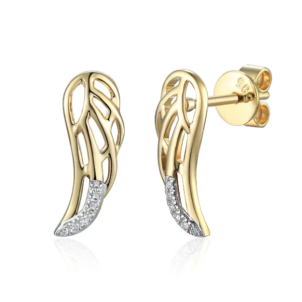 ZŁOTE KOLCZYKI SKRZYDŁA DIAMENTY pr 585 SZTYFT