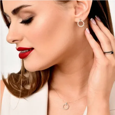 ZŁOTE KOLCZYKI PERŁY DIAMENTY SZTYFT PRÓBA 585