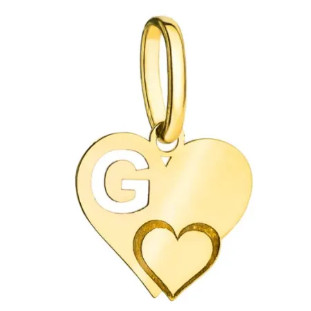 Złota Zawieszka Literka ''G'' w Sercu 585