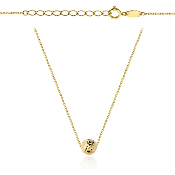 Złoty Naszyjnik 585 z Kulką Diamentowaną Dużą