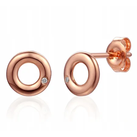 KOLCZYKI KÓŁKA DIAMENTY RÓŻOWE ZŁOTO PRÓBA 585