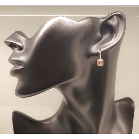 KOLCZYKI MORGANIT DIAMENTY RÓŻOWE ZŁOTO PRÓBA 585